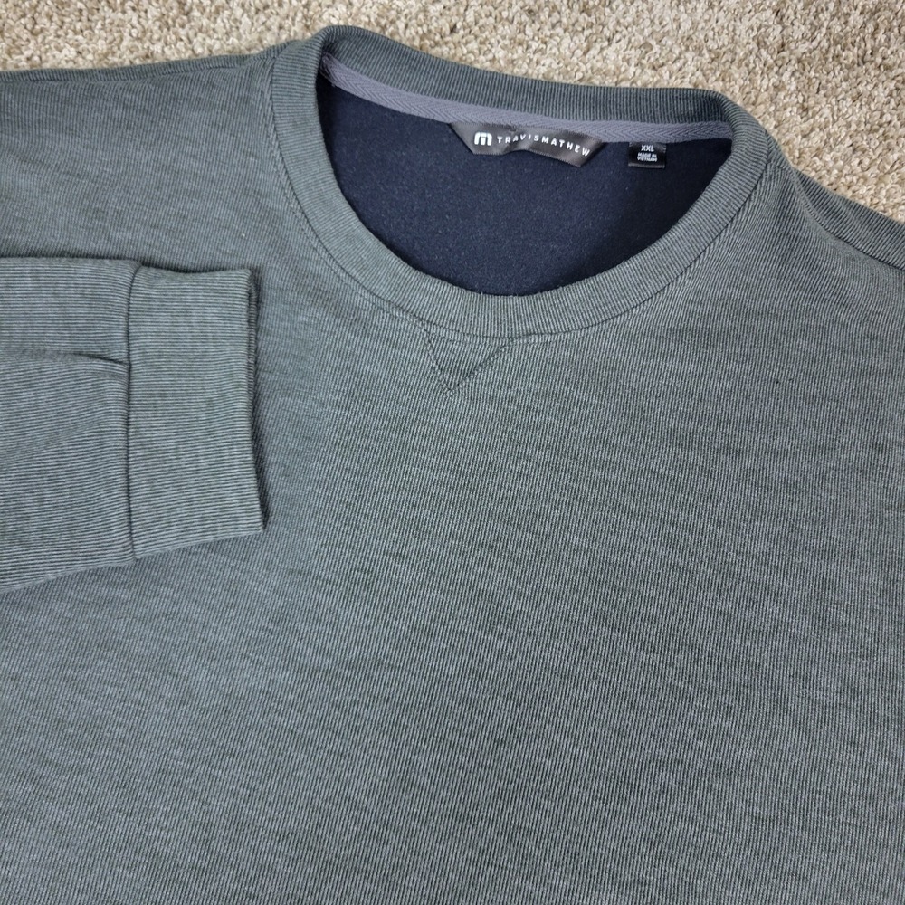 Travis Mathew Mens 2XL Solid Gray Stretch Knit Crew Neck Long Sleeve